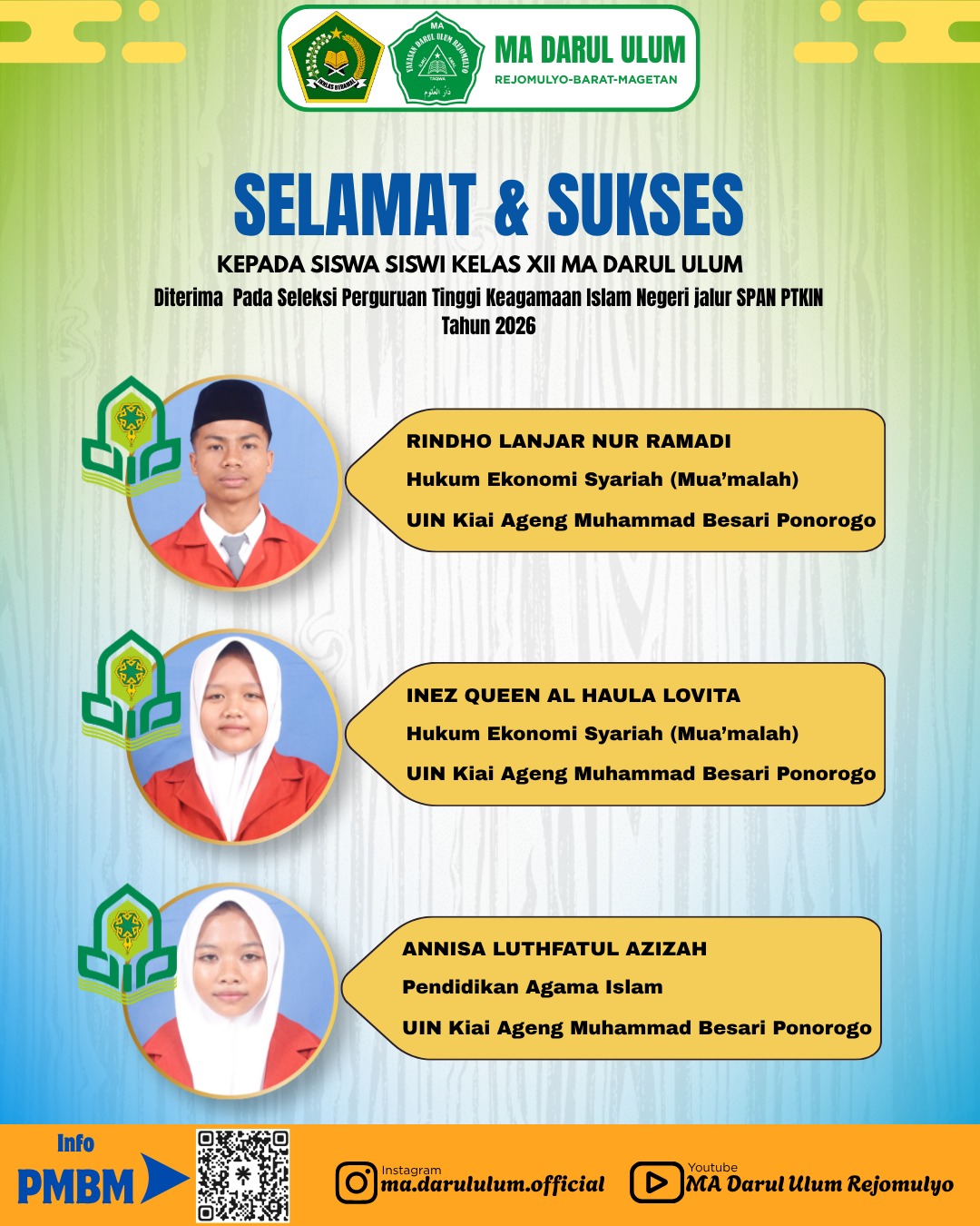 Prestasi Santri SPAN PTKIN 2026 - MA Darul Ulum
